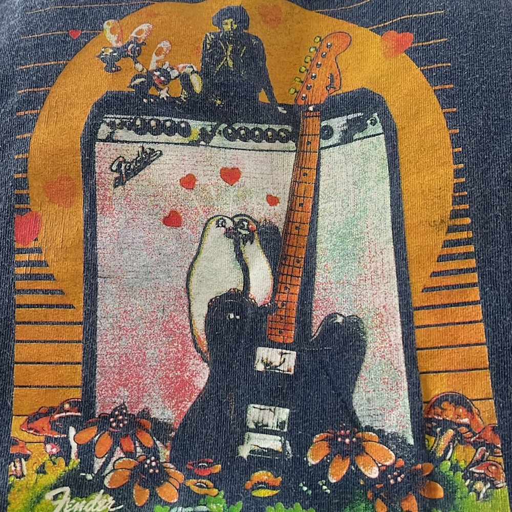 Fender Jimmy Hendrix Blue Graphic vintage T-Shirt with Guitar Print size 13/14 - Picture 3 of 7